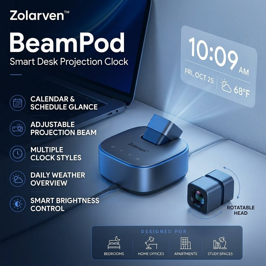 Zolarven™ BeamPod Smart Desk Projection Clock