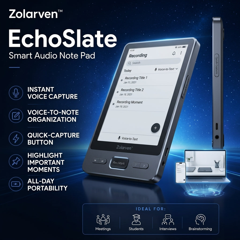 Zolarven™ EchoSlate Smart Audio Note Pad