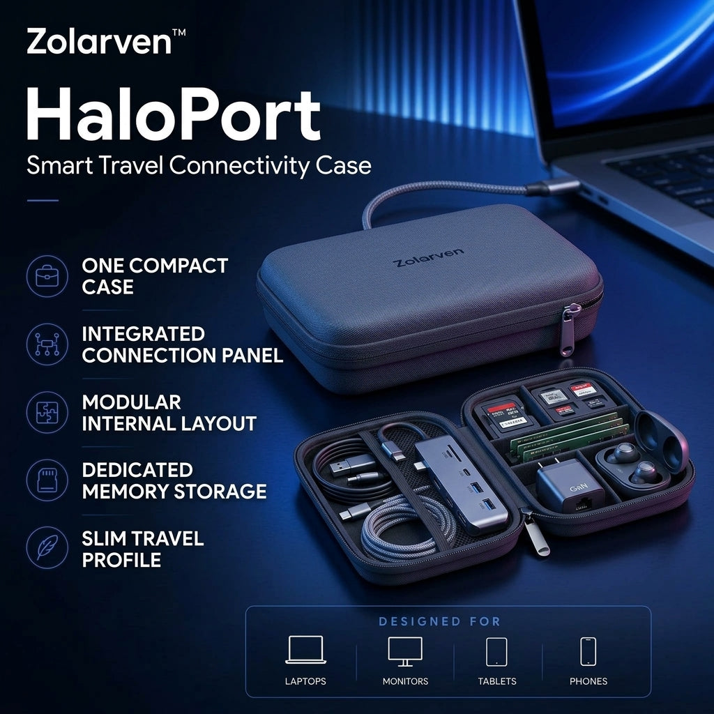 Zolarven™ HaloPort Smart Travel Connectivity Case